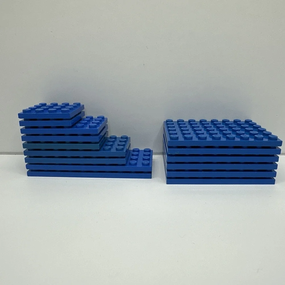 Lego Parts -‎ Plates - 4x4, 4x6, 4x8, 4x10 & 6x8 Blue Lot Of 15